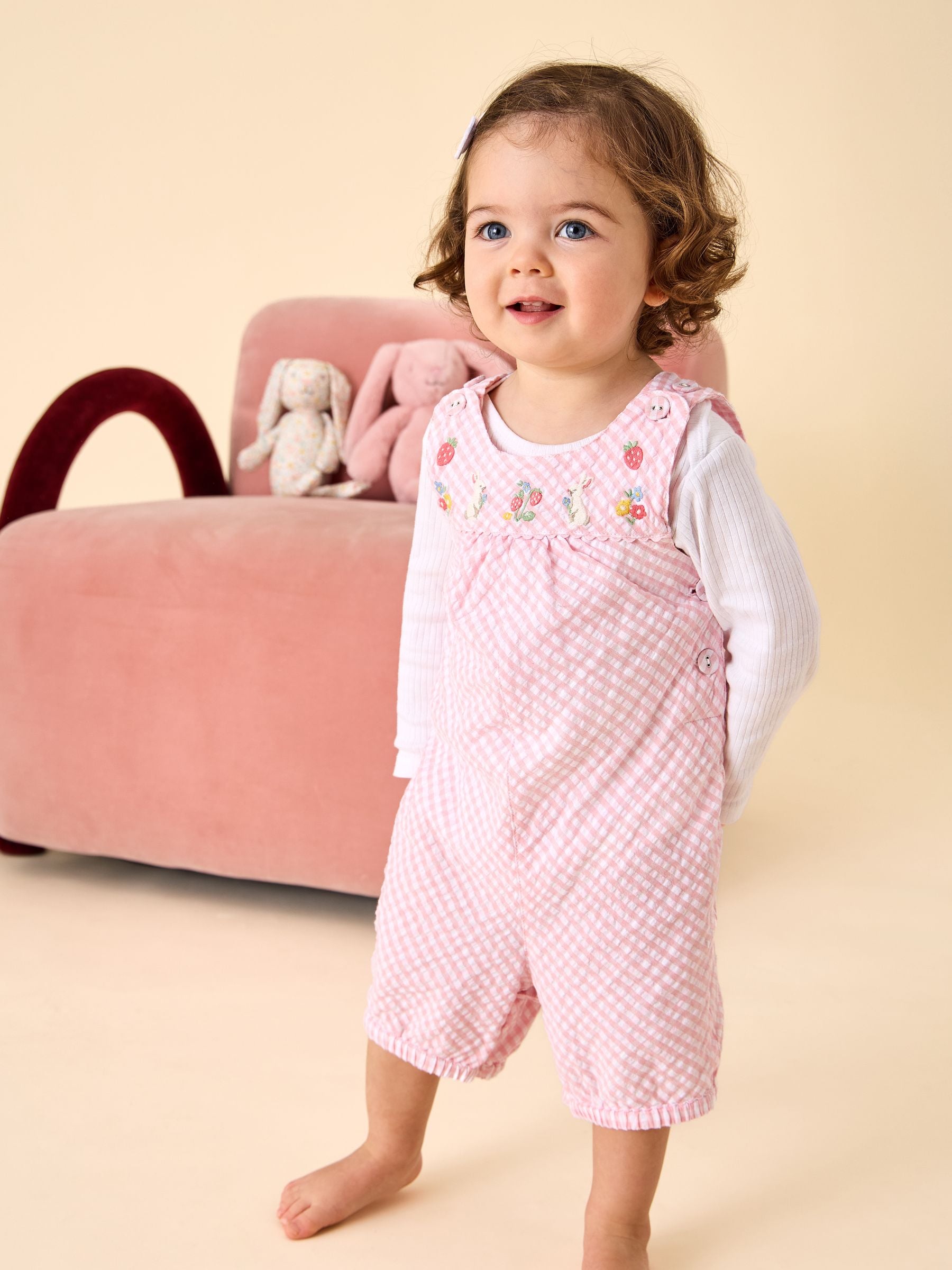 Buy JoJo Maman Bébé Embroidered Gingham Dungaree from Next Japan