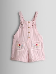 JoJo Maman Bébé Red Floral Embroidered Stripe Dungaree - Image 1 of 3