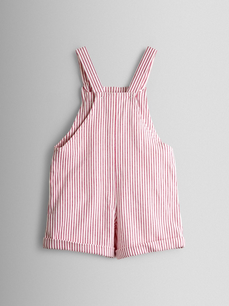 JoJo Maman Bébé Red Floral Embroidered Stripe Dungaree - Image 2 of 3