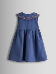 JoJo Maman Bébé Blue Collared Sleeveless Button Through Dress - Image 2 of 3