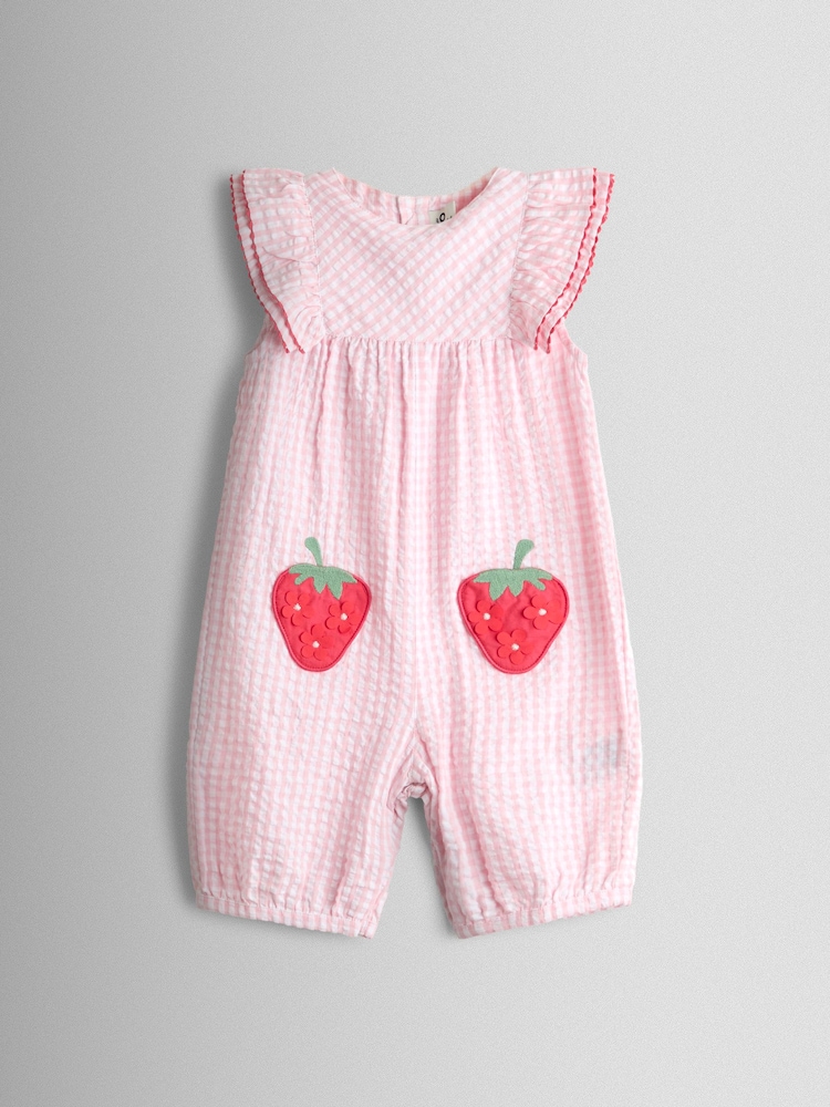 JoJo Maman Bébé Frill Shoulder Appliqué Pocket Romper - صورة 1 من 3