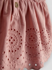 JoJo Maman Bébé Pink Broderie Dress, Bloomers & Headband Set - Image 7 of 7