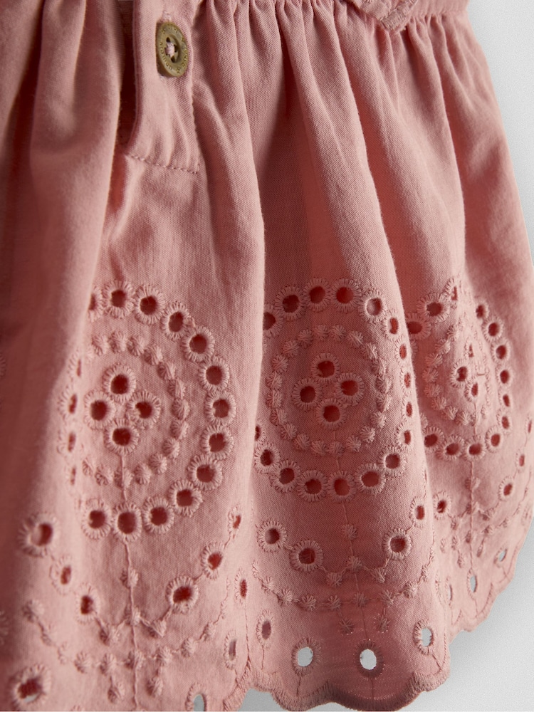 JoJo Maman Bébé Pink Broderie Dress, Bloomers & Headband Set - Image 7 of 7