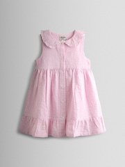 JoJo Maman Bébé Pink Collared Sleeveless Button Through Dress - Image 1 of 4