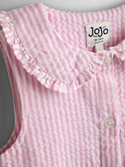 JoJo Maman Bébé Pink Collared Sleeveless Button Through Dress - Image 3 of 4