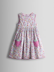 JoJo Maman Bébé Pink Appliqué Pocket Sleeveless Dress - Image 1 of 4