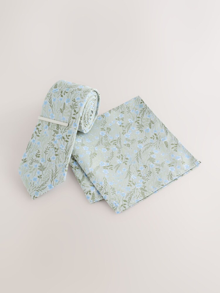 Light Green Tie and Pocket Square Set - Image 1 of 4