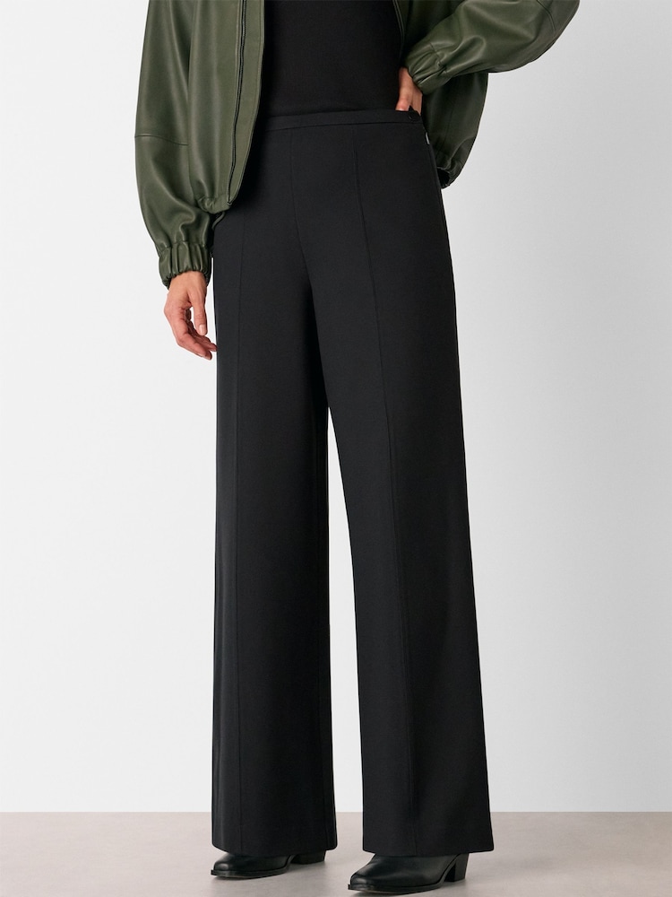 Whistles Black Ponte Wide Leg Trousers - Image 1 of 5