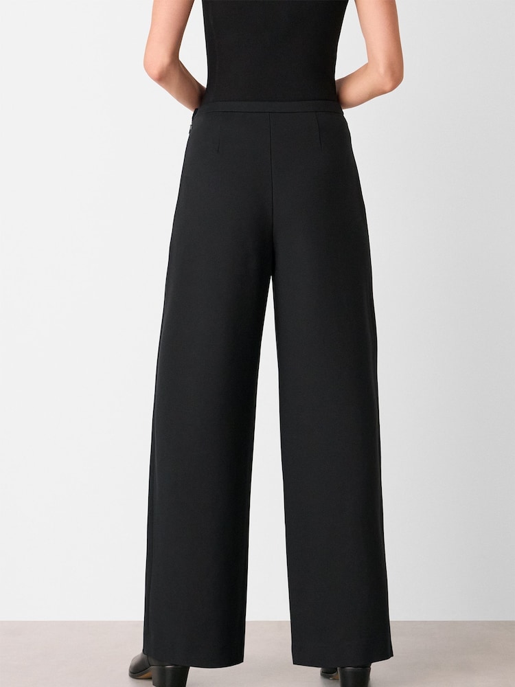 Whistles Black Ponte Wide Leg Trousers - Image 2 of 5