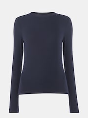 Whistles Blue Essential Ribbed Crew T-Shirt - Image 5 of 5
