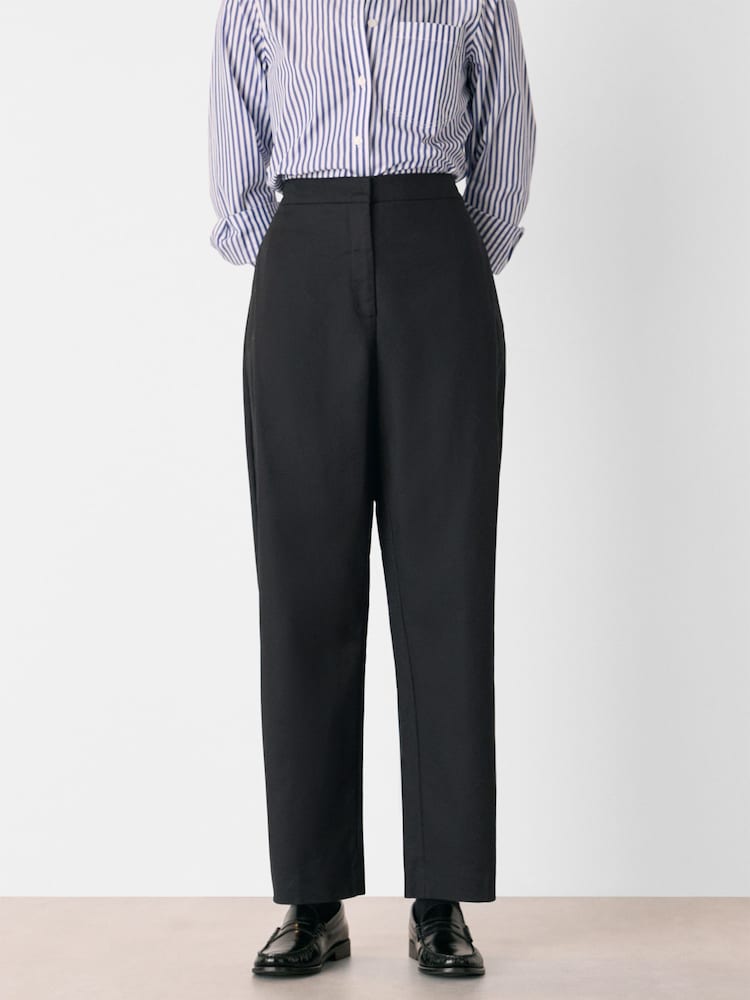 Whistles Black Side Pleat Tapered Trousers - Image 1 of 4