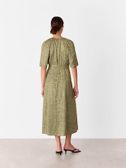Whistles Green Petite Leopard Viscose Midi Dress - Image 2 of 5