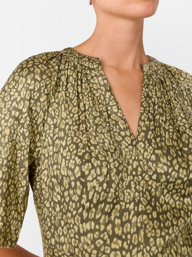 whistles green leopard print dress Whistles Emerald Green Leopard Print Dress Green/Multi Ink Cheetah Print Midi Dress WHISTLES Whistles UK