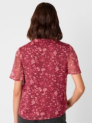 Whistles Red Ditsy Floral V-Neck Blouse - Image 2 of 4