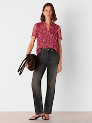 Whistles Red Ditsy Floral V-Neck Blouse - Image 3 of 4