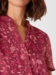 Whistles Red Ditsy Floral V-Neck Blouse - Image 4 of 4