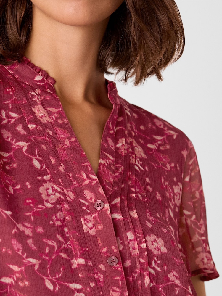 Whistles Red Ditsy Floral V-Neck Blouse - Image 4 of 4
