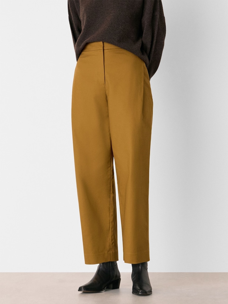 Whistles Brown Side Pleat Tapered Trousers - Image 1 of 4