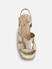 Linzi Gold Empire Wide Fit Link Detail Heeled Sandals - Image 5 of 6