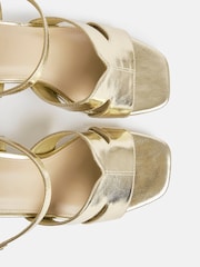 Linzi Gold Empire Wide Fit Link Detail Heeled Sandals - Image 6 of 6