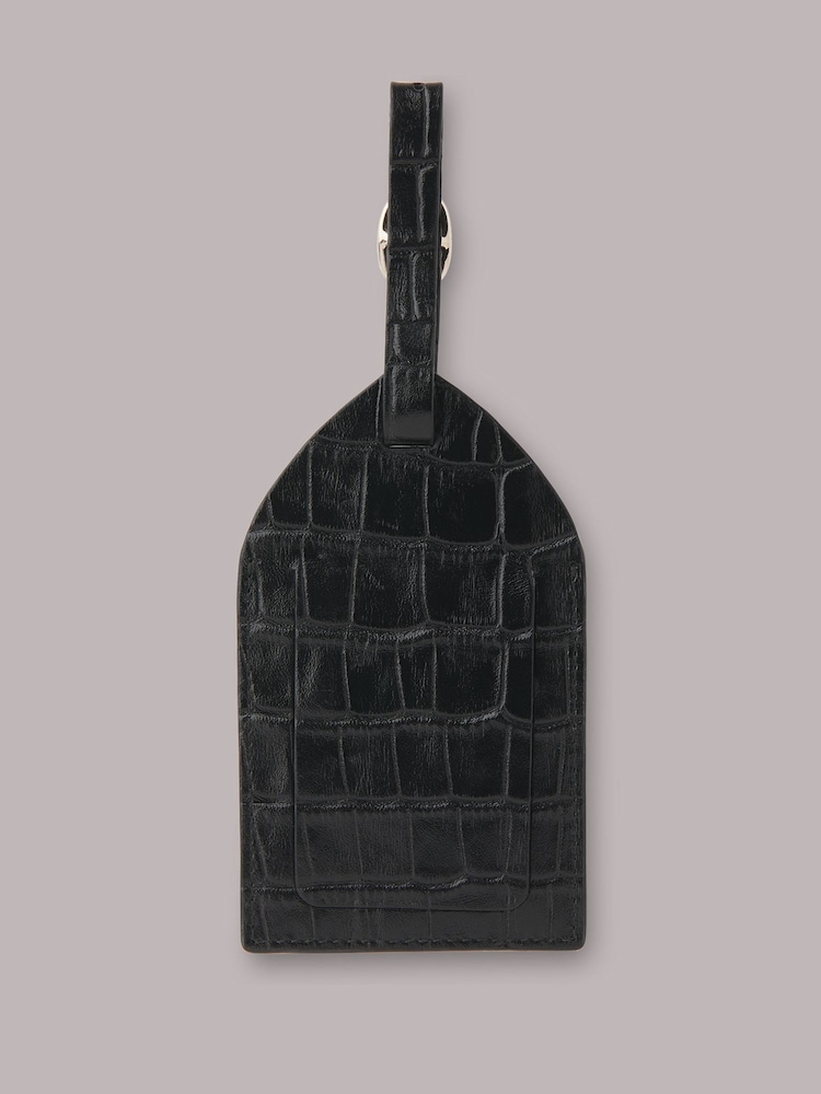 Whistles Black Shiny Croc Effect Luggage Tag Purse - Image 2 of 4