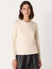 Whistles Cream Mila V-Neck Knit Jumper - Image 1 of 5