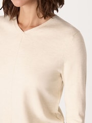 Whistles Cream Mila V-Neck Knit Jumper - Image 4 of 5
