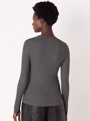 Whistles Grey Essential Ribbed Crew T-Shirt - Image 2 of 5