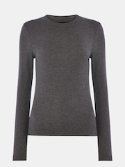 Whistles Grey Essential Ribbed Crew T-Shirt - Image 5 of 5