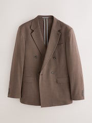 بني - Relaxed Fit Double Breasted Seersucker Texture Suit Jacket - Image 12 of 17