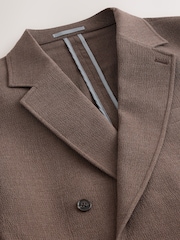 بني - Relaxed Fit Double Breasted Seersucker Texture Suit Jacket - Image 14 of 17