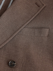 بني - Relaxed Fit Double Breasted Seersucker Texture Suit Jacket - Image 16 of 17