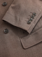 بني - Relaxed Fit Double Breasted Seersucker Texture Suit Jacket - Image 17 of 17