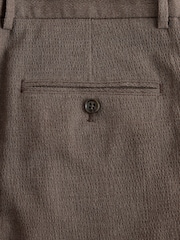 Brown Relaxed Fit Seersucker Texture Suit Trousers - Image 10 of 10
