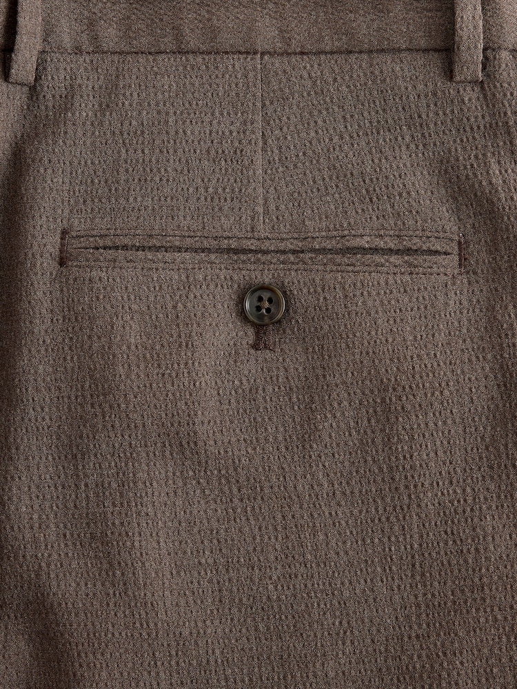 Brown Relaxed Fit Seersucker Texture Suit Trousers - Image 10 of 10