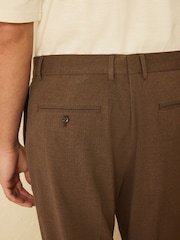 Brown Relaxed Fit Seersucker Texture Suit Trousers - Image 4 of 10
