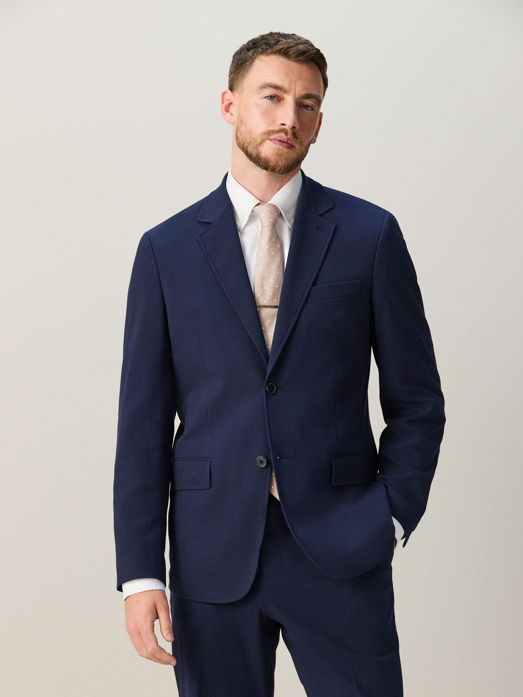 Buy Navy Relaxed Fit Seersucker Texture Suit Jacket from Next USA