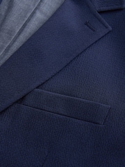 Navy Relaxed Fit Seersucker Texture Suit Jacket - Image 11 of 13