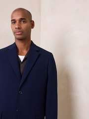 أزرق داكن - Relaxed Fit Seersucker Texture Suit Jacket - Image 4 of 4