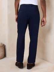 Navy Relaxed Fit Seersucker Texture Suit Trousers - Image 2 of 9