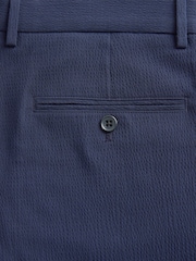 Navy Relaxed Fit Seersucker Texture Suit Trousers - Image 9 of 9