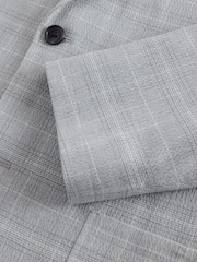 Grey Relaxed Fit Seersucker Check Suit Jacket - Image 11 of 11
