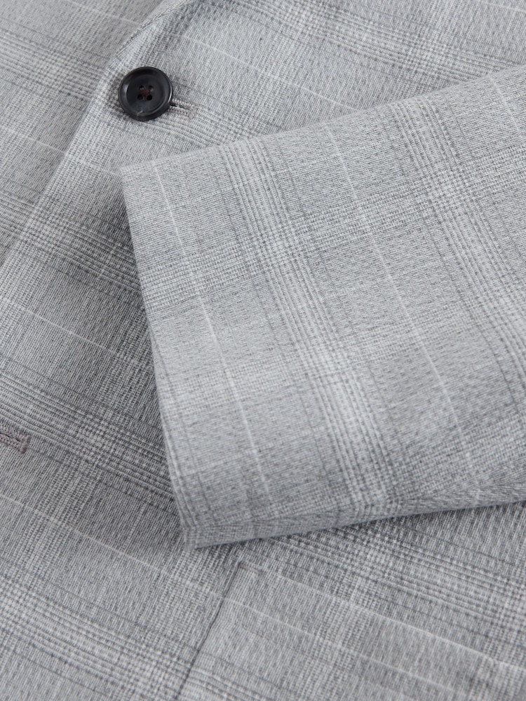 Grey Relaxed Fit Seersucker Check Suit Jacket - Image 11 of 11 Grey Relaxed Fit Seersucker Check Suit Jacket - Image 11 of 11