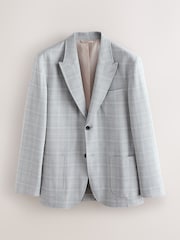 Grey Relaxed Fit Seersucker Check Suit Jacket - Image 6 of 11