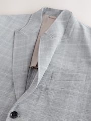 Grey Relaxed Fit Seersucker Check Suit Jacket - Image 9 of 11