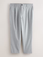 Grey Relaxed Fit Seersucker Check Suit Trousers - Image 1 of 5