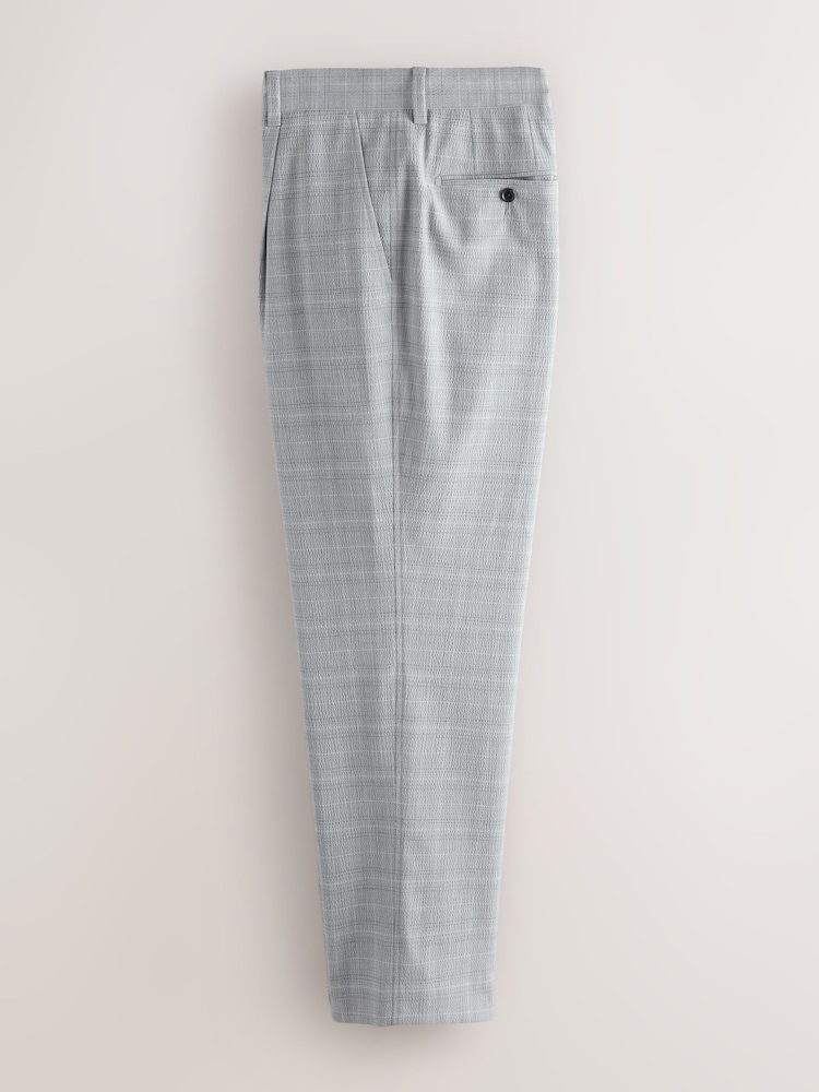 Grey Relaxed Fit Seersucker Check Suit Trousers - Image 2 of 5