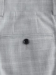 Grey Relaxed Fit Seersucker Check Suit Trousers - Image 5 of 5