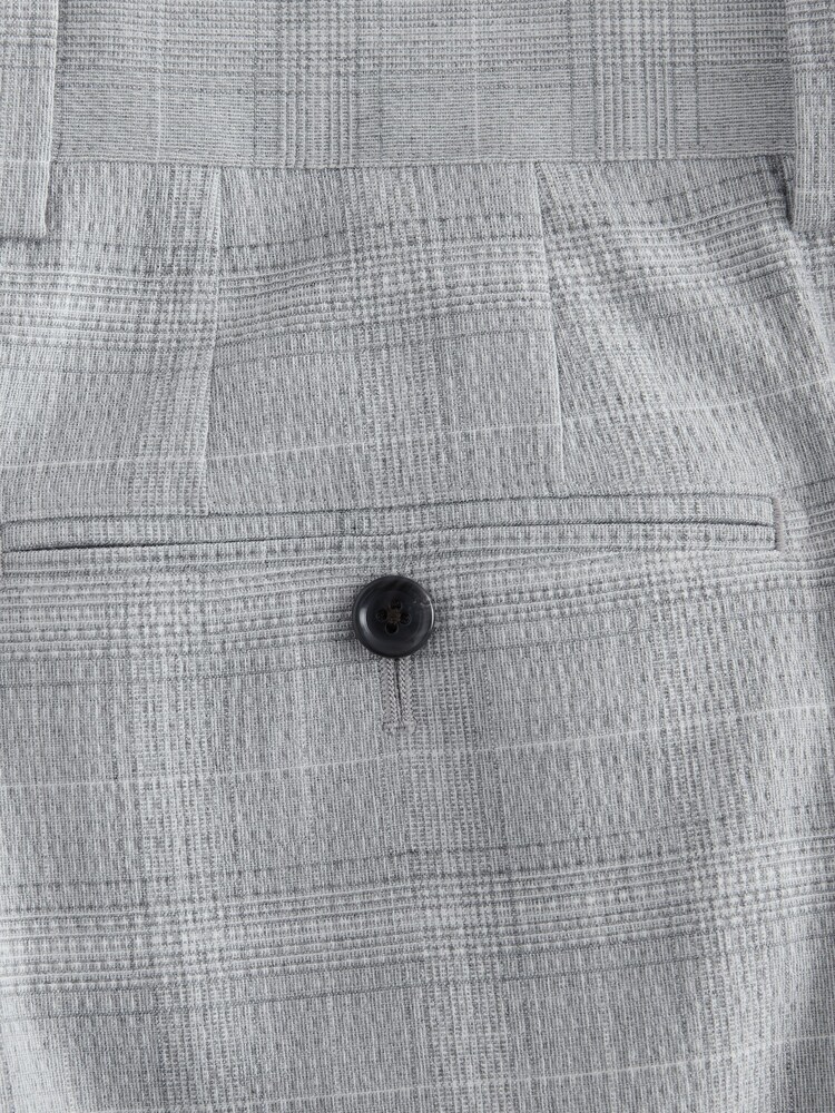 Grey Relaxed Fit Seersucker Check Suit Trousers - Image 5 of 5
