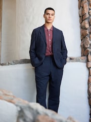 أزرق داكن - Relaxed Fit Wool Blend Gingham Check Suit Jacket - صورة 9 من 9